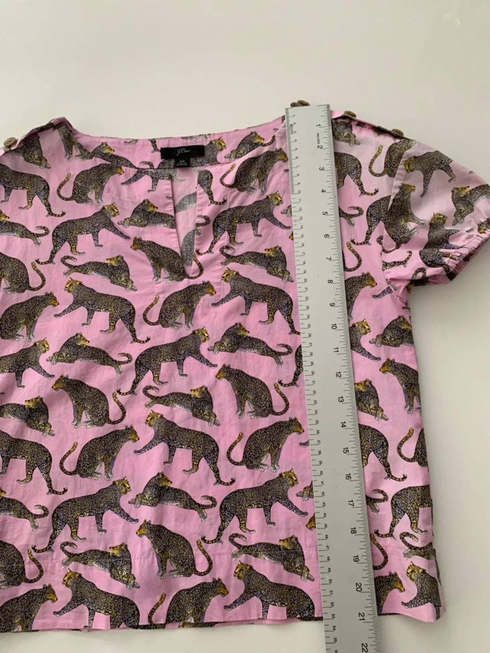 J.Crew Pink Cheetah Print Blouse XS Animal Print Cotton Top